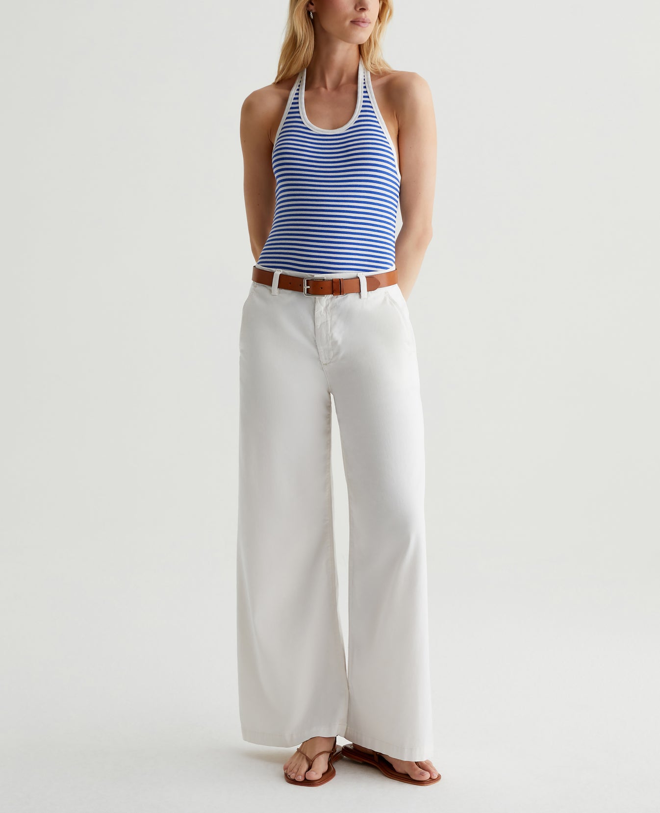 Jay Halter Capri Stripe Ex-White/Electric Blue Womens Top Photo 4