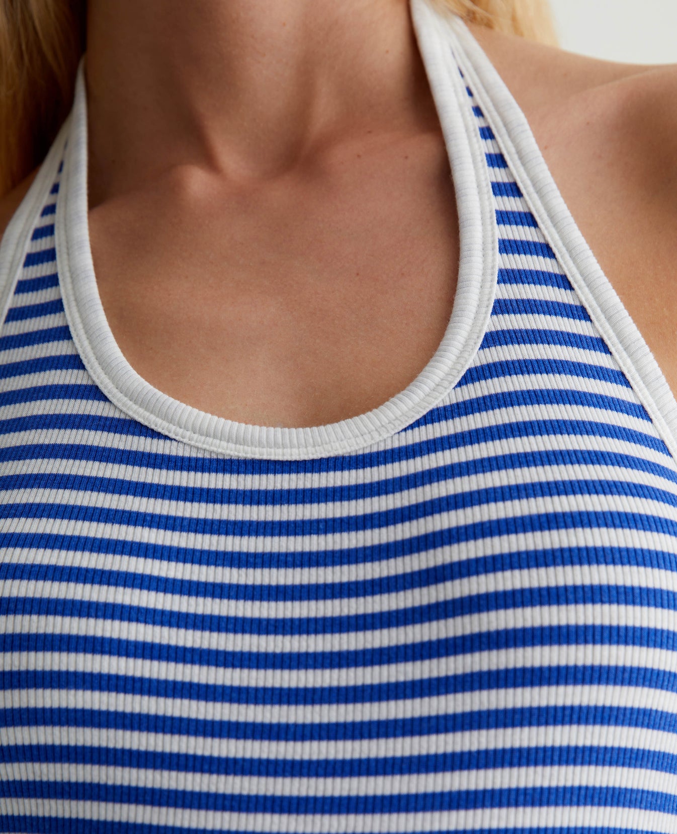 Jay Halter Capri Stripe Ex-White/Electric Blue Womens Top Photo 5