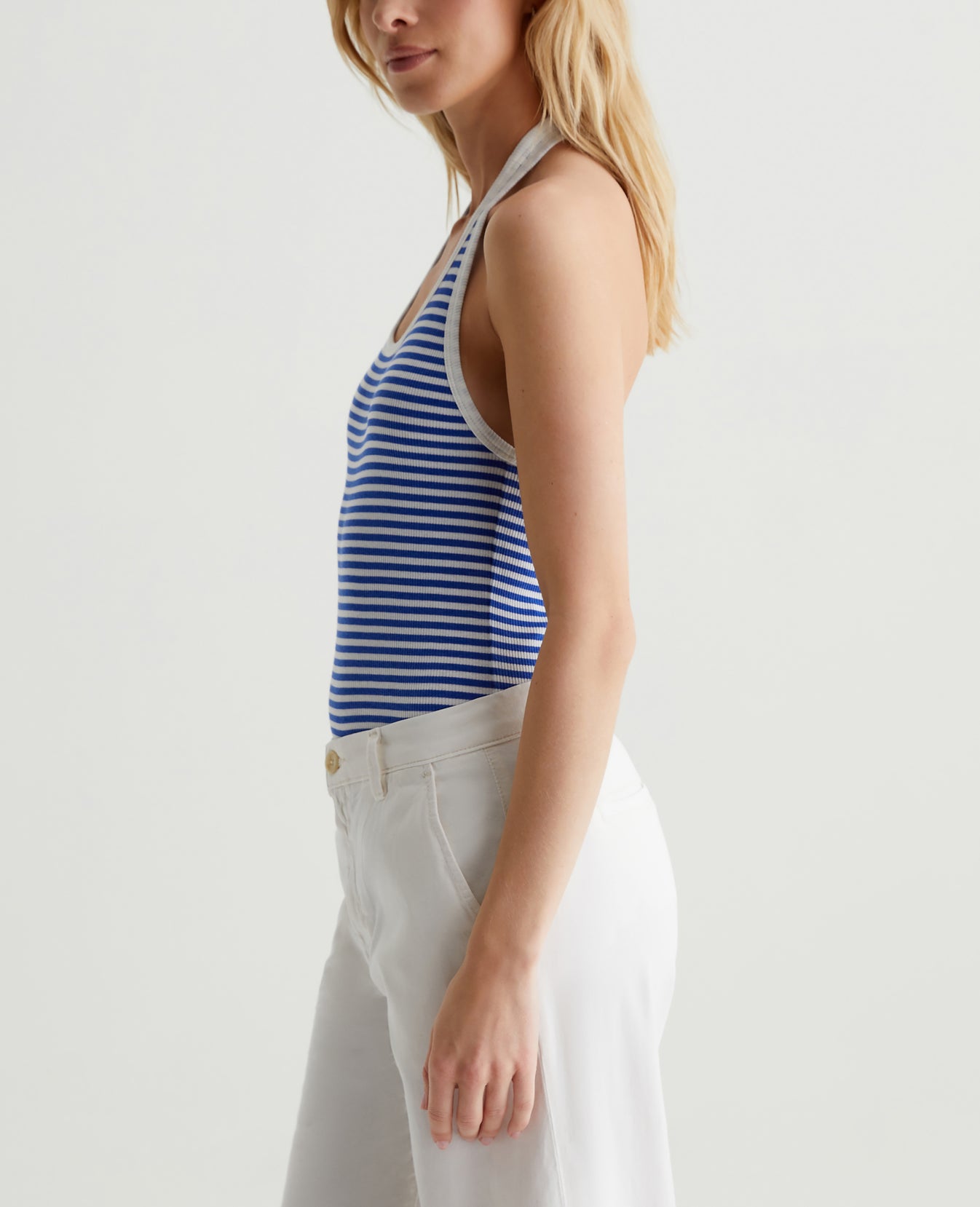 Jay Halter Capri Stripe Ex-White/Electric Blue Womens Top Photo 6