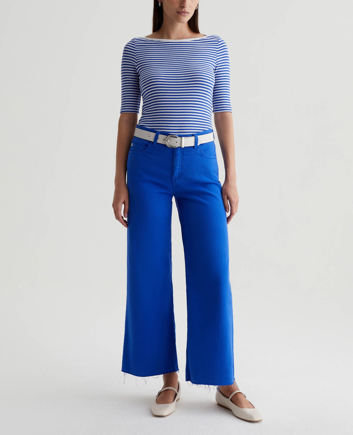 Connie Top Capri Stripe Ex-White/Electric Blue Womens Top Photo 4