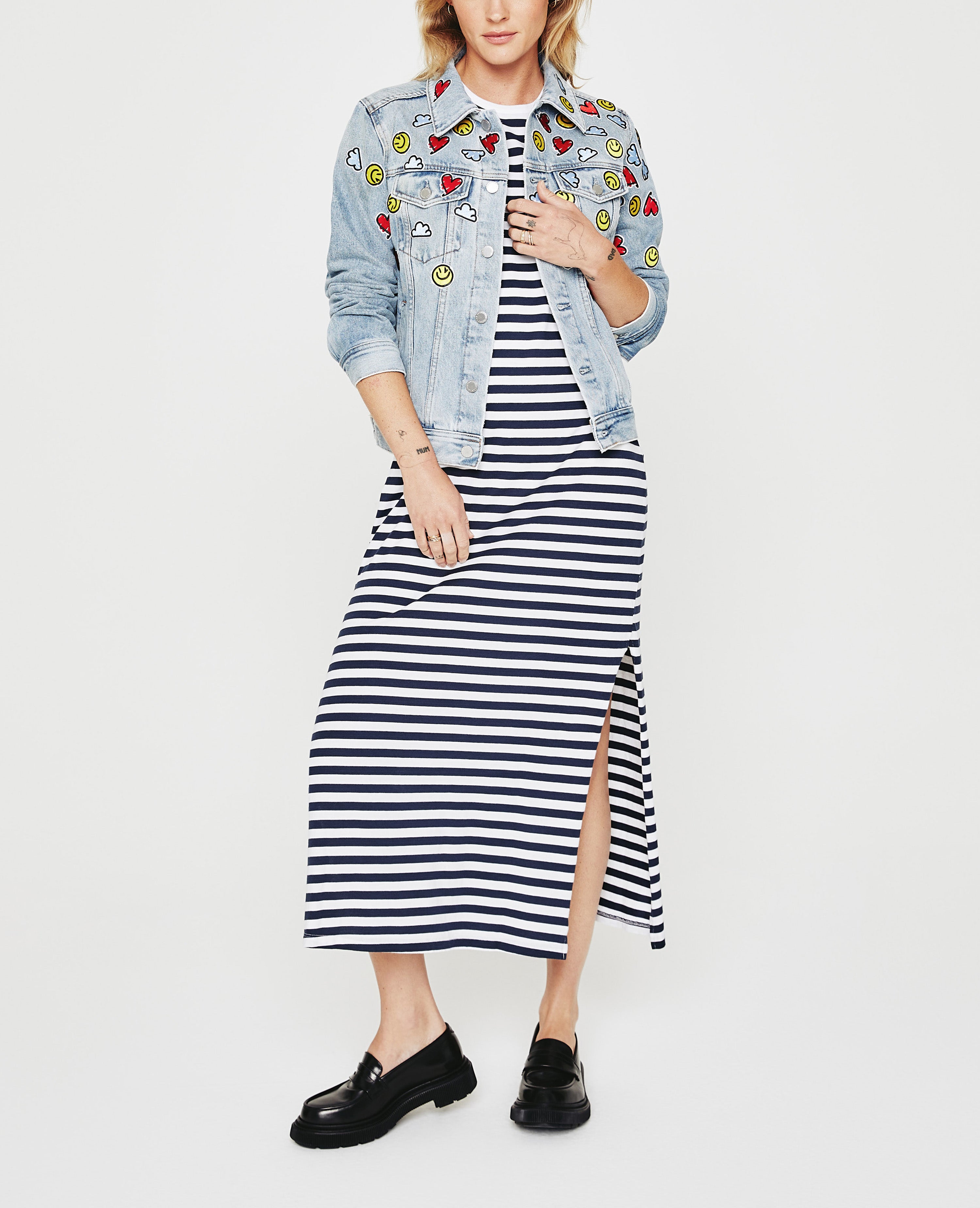 maxi dress with white denim jacket AG Jeans Alana Maxi Dress maxi dress with white denim jacket AG Jeans Alana Maxi Dress