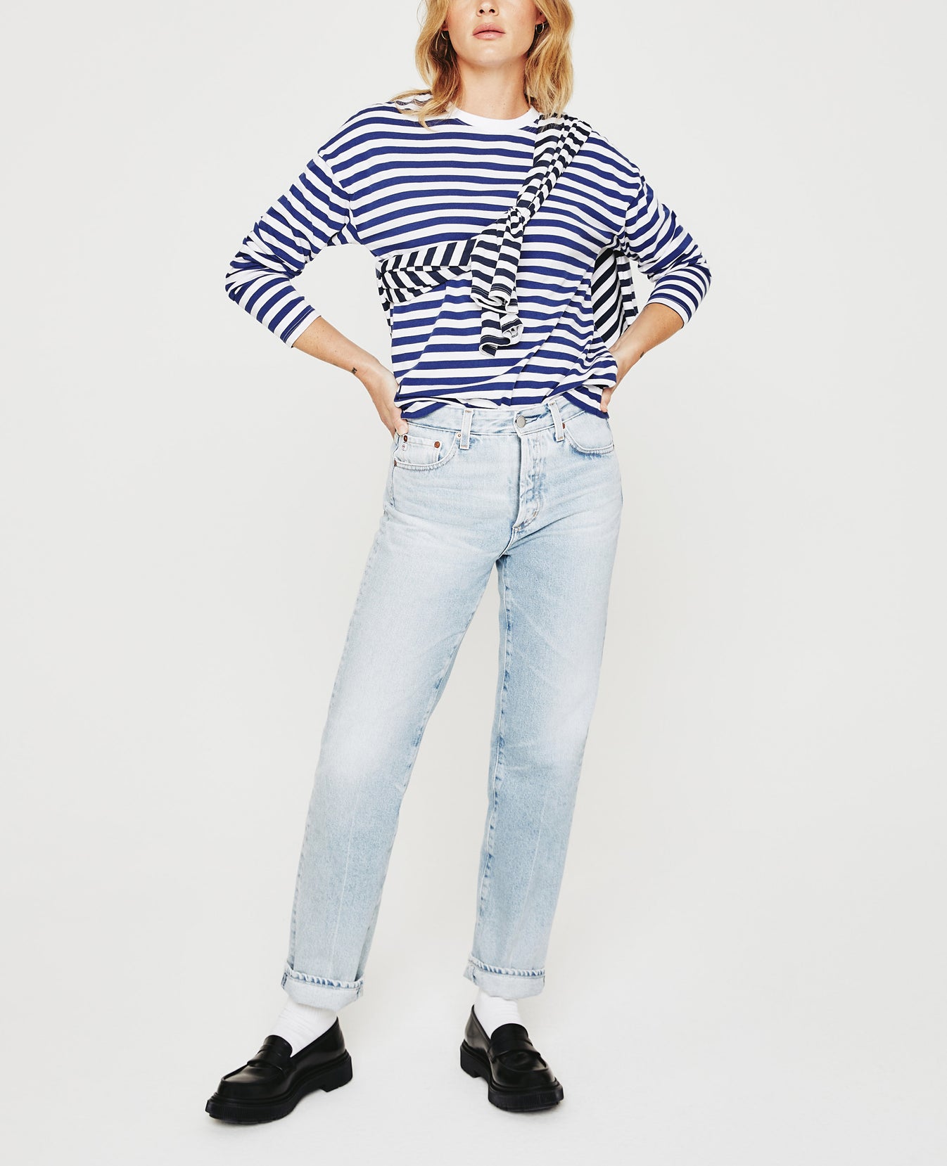 Fay L/S Crew True White Broken Tide Womens Top Photo 2