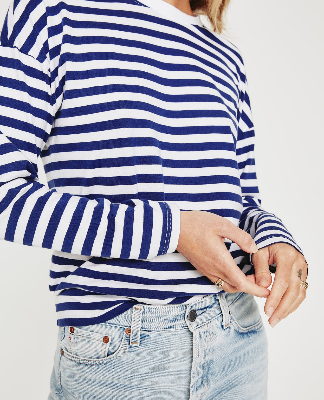 Fay L/S Crew True White Broken Tide Womens Top Photo 3