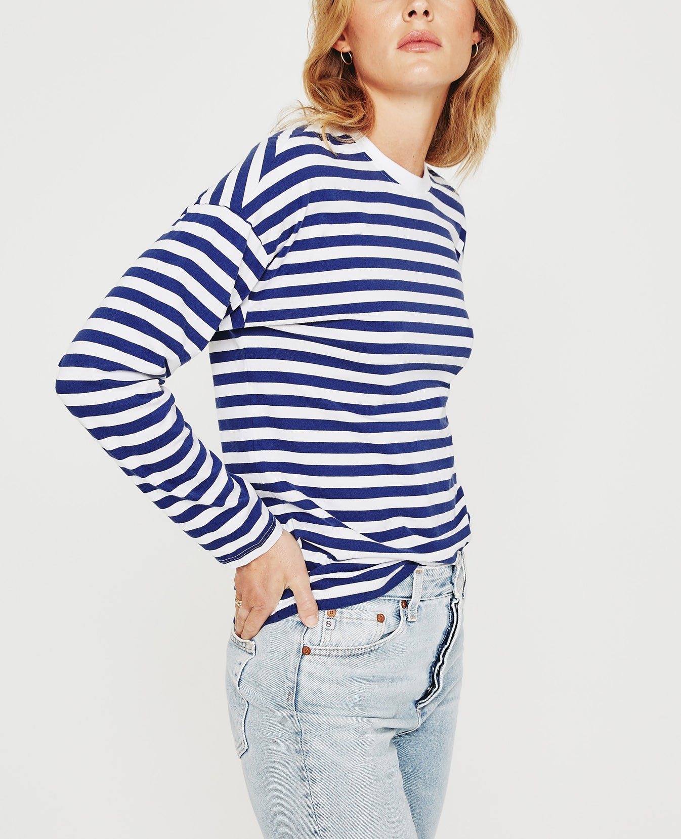 Fay L/S Crew True White Broken Tide Womens Top Photo 4