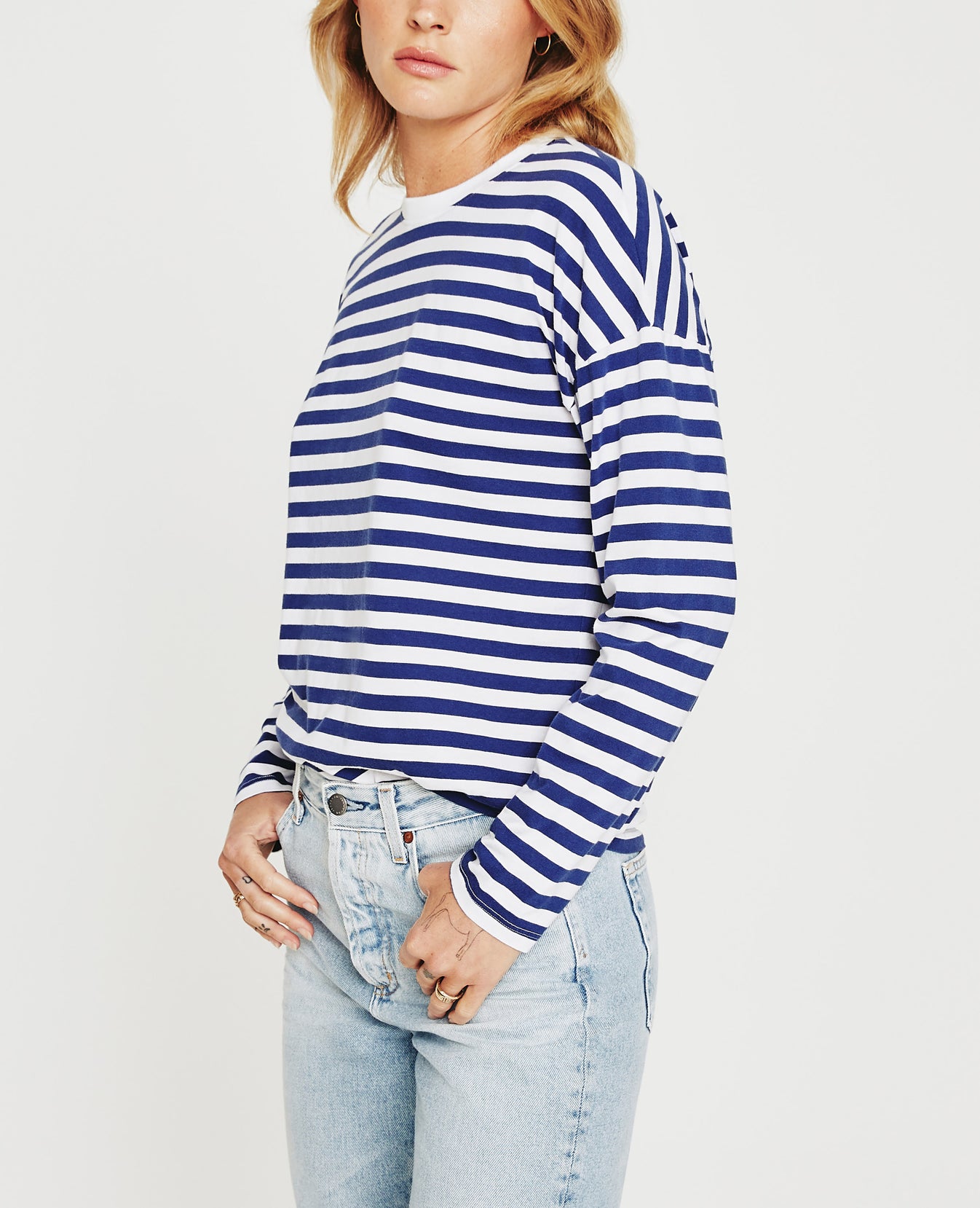 Fay L/S Crew True White Broken Tide Womens Top Photo 5