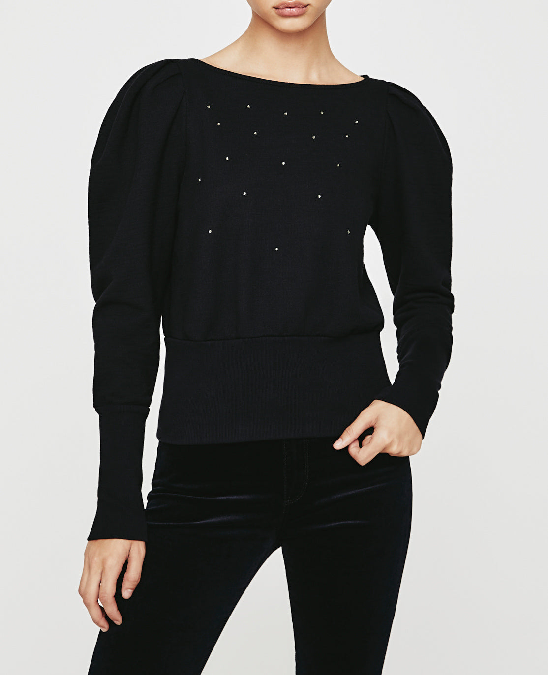 Walker Sweatshirt Shimmer Star True Black Puff Sleeve Sweatshirt Women Tops Photo 1