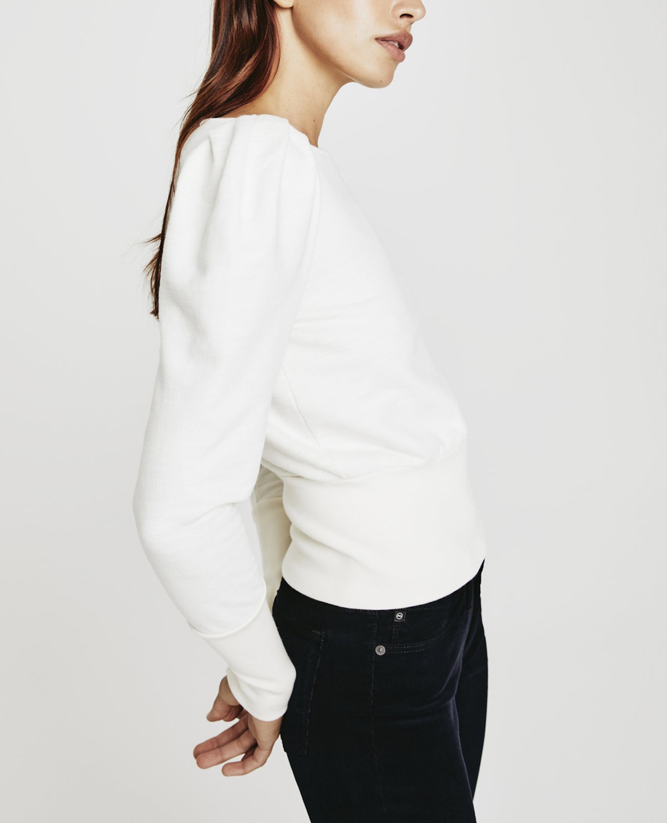 Walker Sweatshirt Ivory Dust Puff Sleeve Sweatshirt Women Tops Photo 2