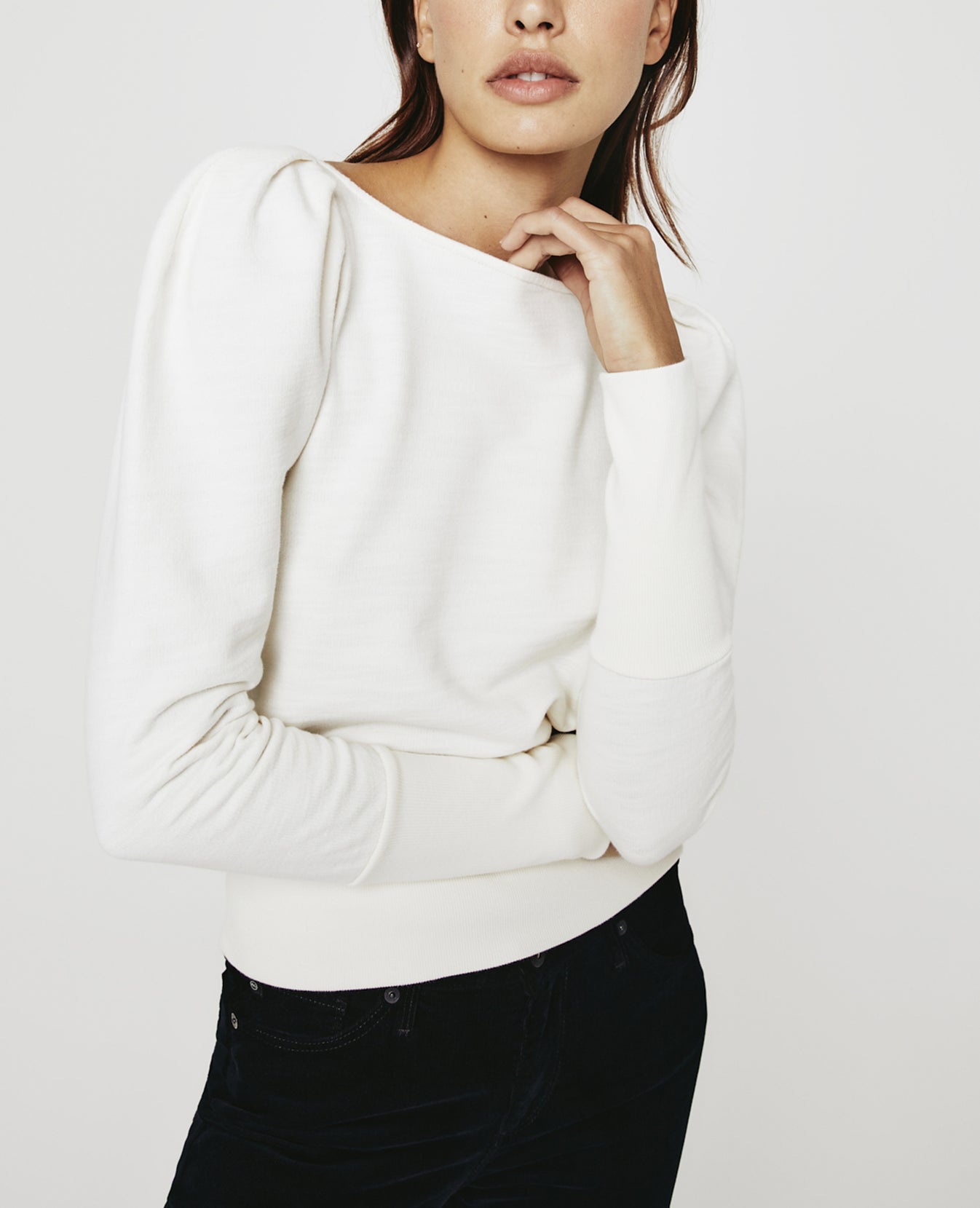 Walker Sweatshirt Ivory Dust Puff Sleeve Sweatshirt Women Tops Photo 5