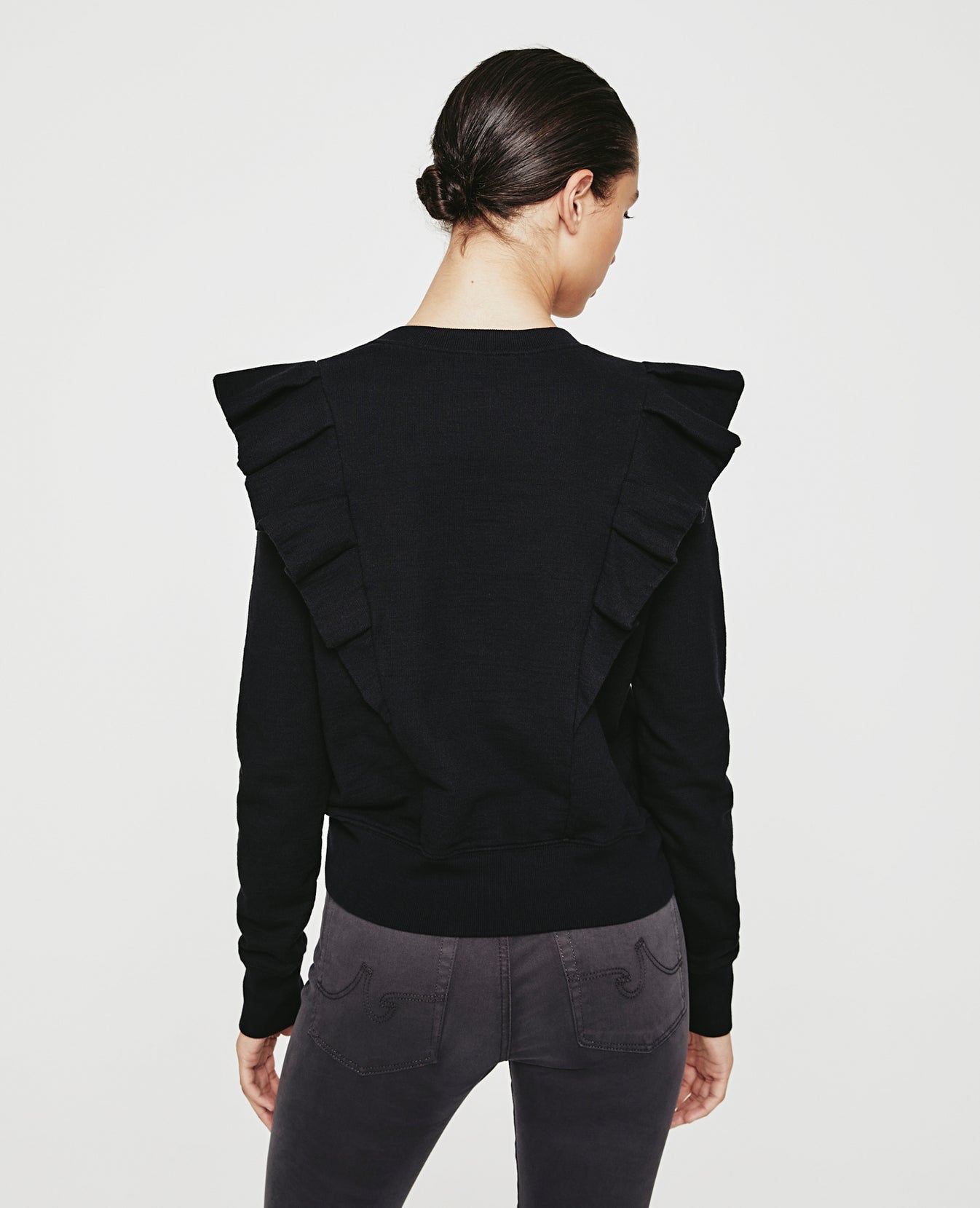 Abott Sweatshirt True Black Ruched Shoulder Sweatshirt Women Tops Photo 6