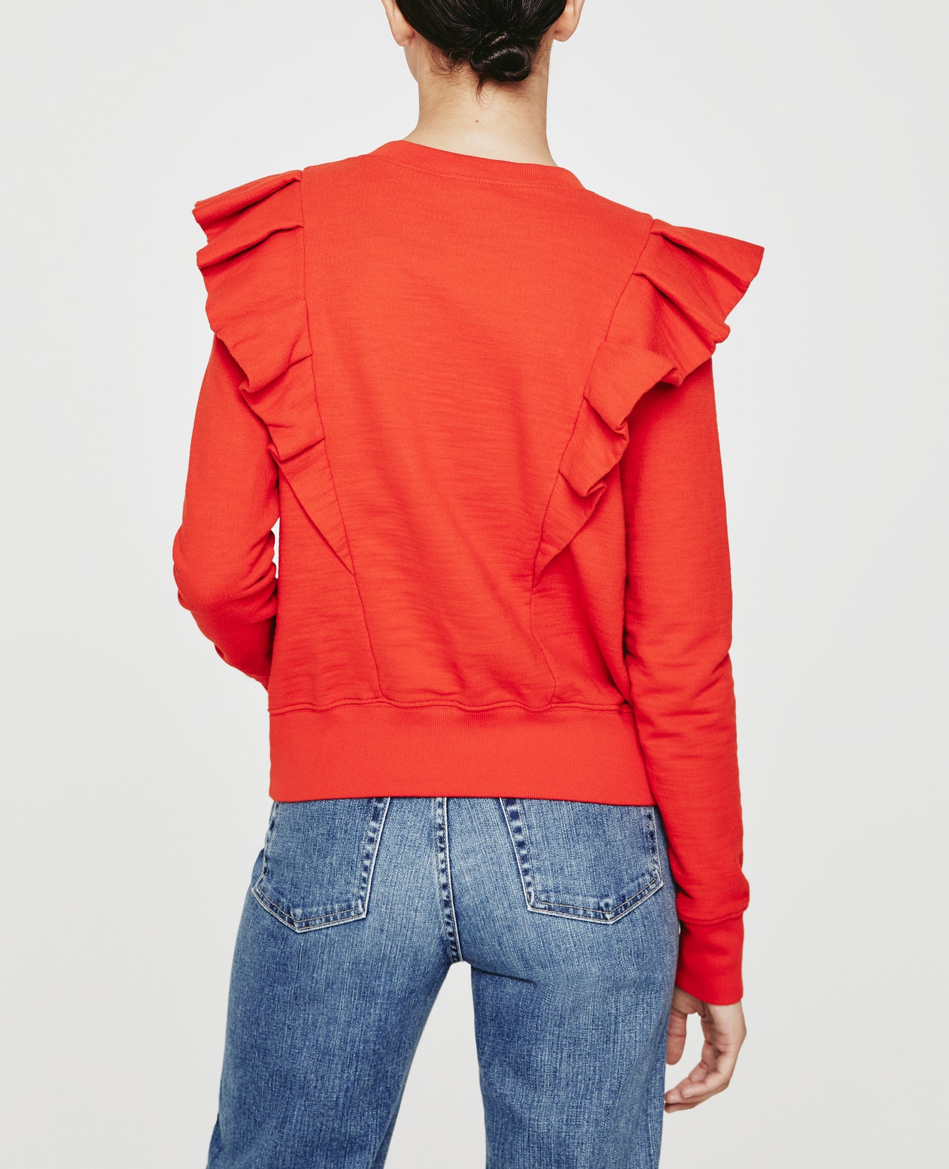 Abott Sweatshirt Vermillion Red Ruched Shoulder Sweatshirt Women Tops Photo 6