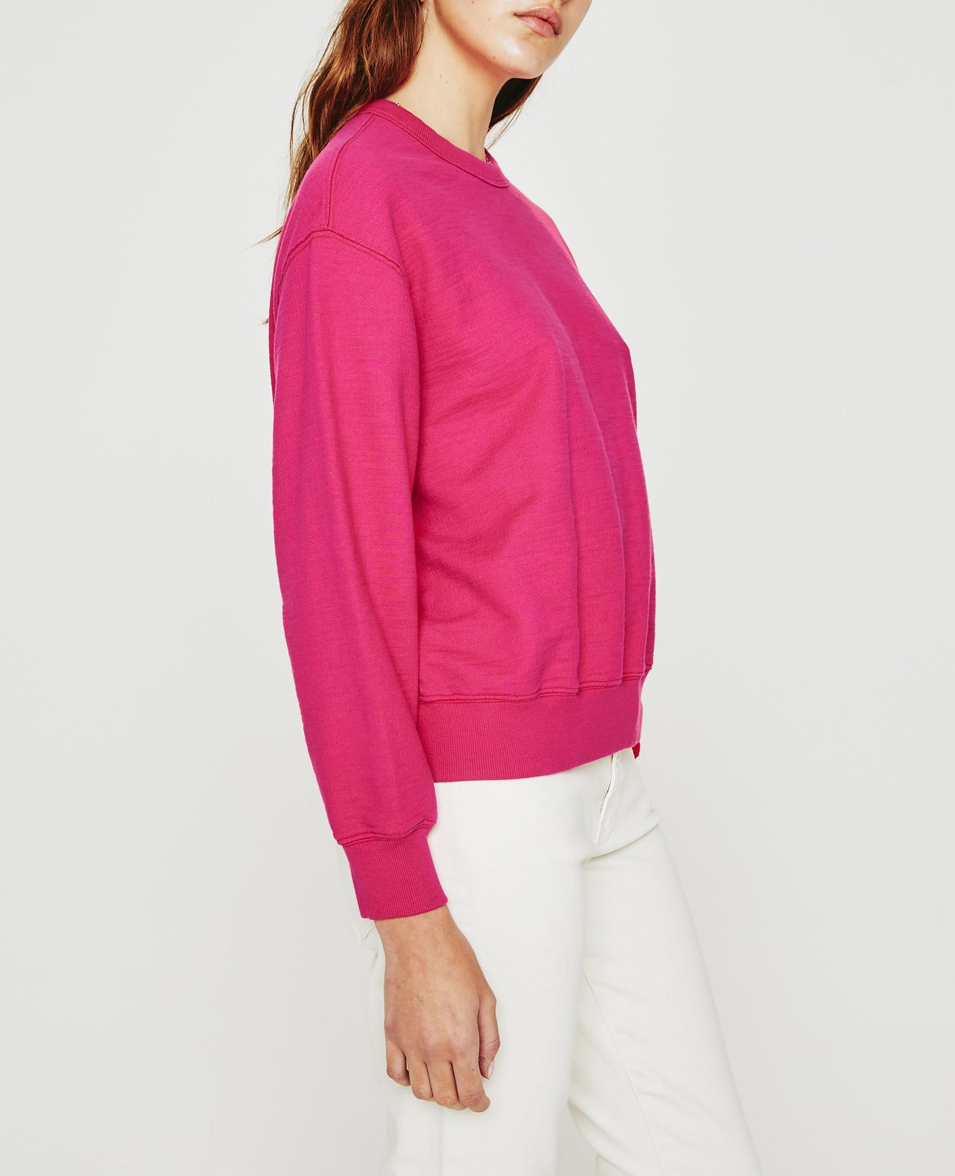 Nova Crew Florescent Magenta Relaxed Crew Neck Sweatshirt Women Tops Photo 4