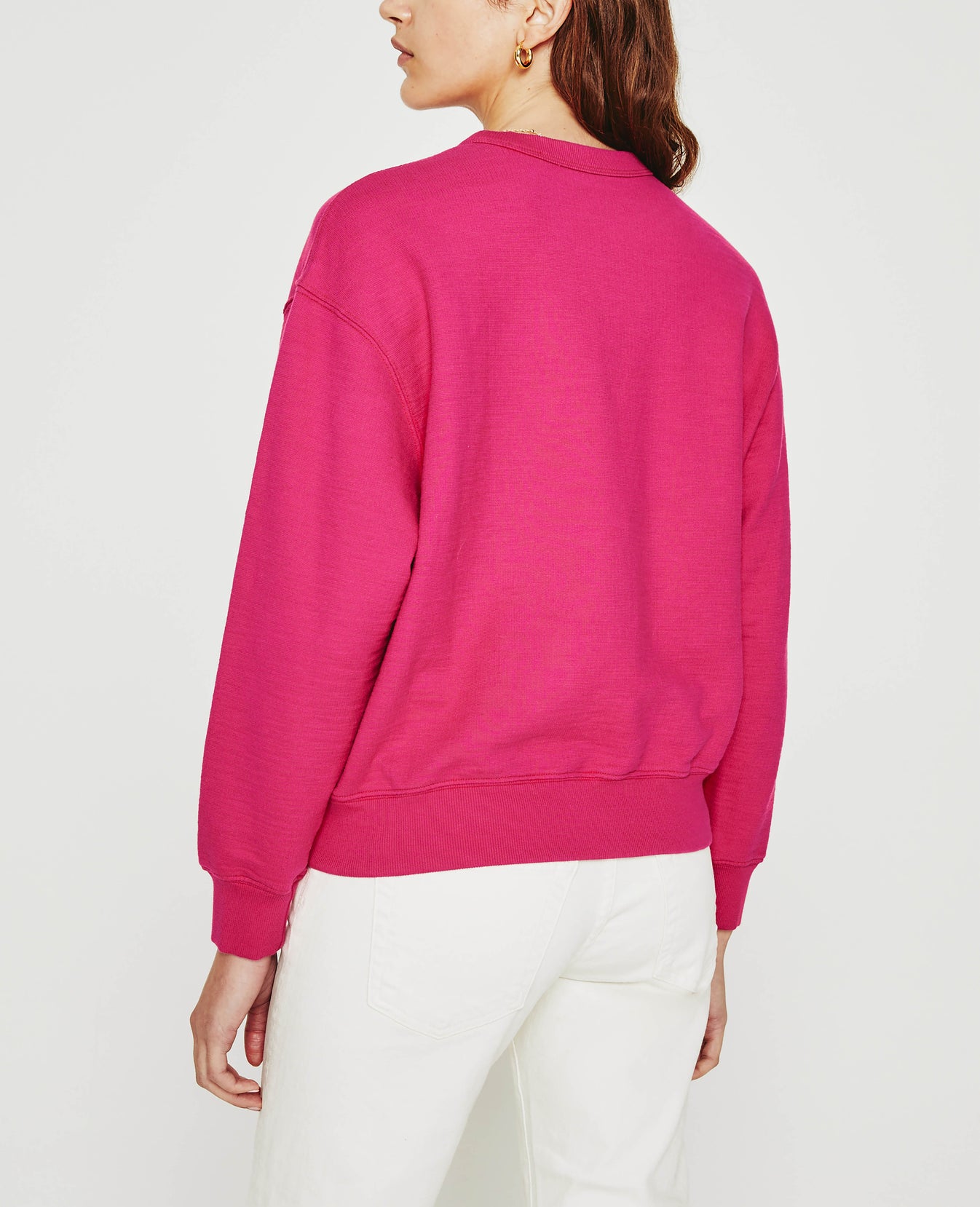 Nova Crew Florescent Magenta Relaxed Crew Neck Sweatshirt Women Tops Photo 6