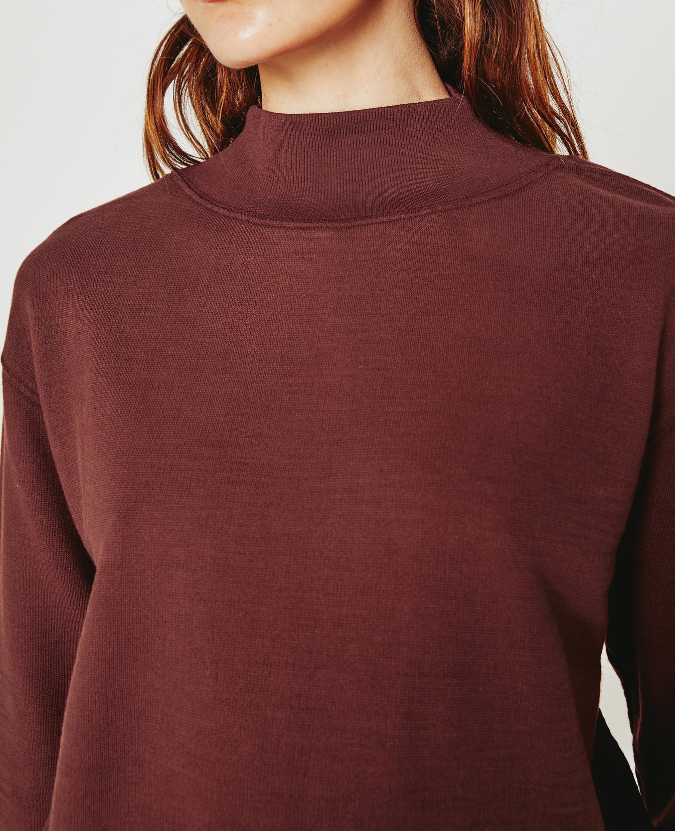 Nova Mock Spiced Rum Relaxed Fit Mock Neck Sweatshirt Women Tops Photo 3