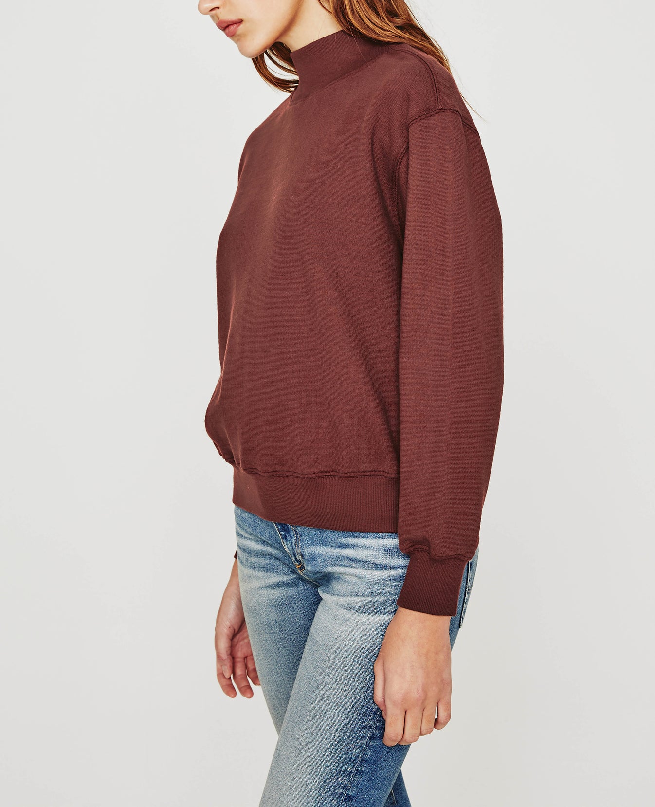 Nova Mock Spiced Rum Relaxed Fit Mock Neck Sweatshirt Women Tops Photo 4