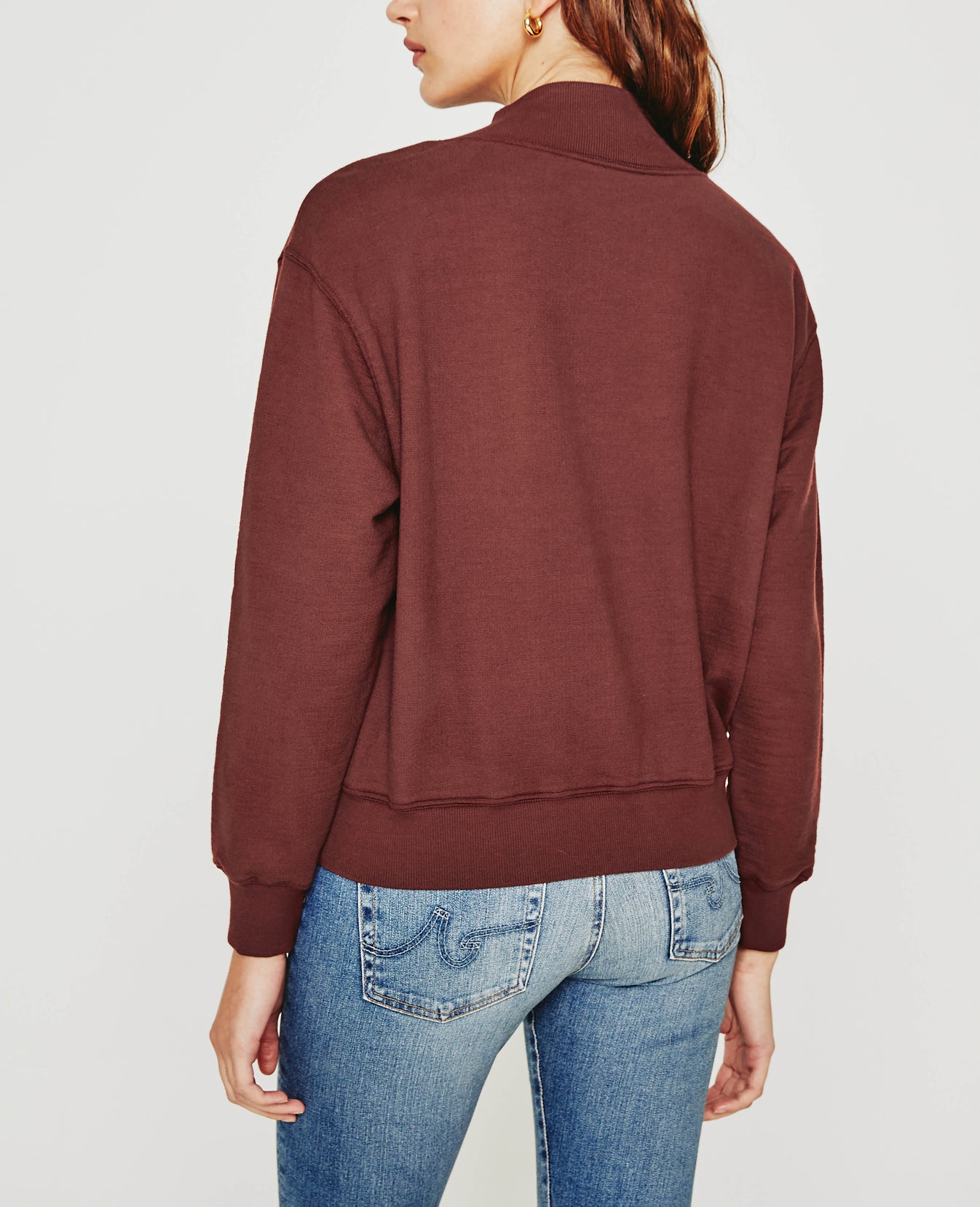 Nova Mock Spiced Rum Relaxed Fit Mock Neck Sweatshirt Women Tops Photo 6