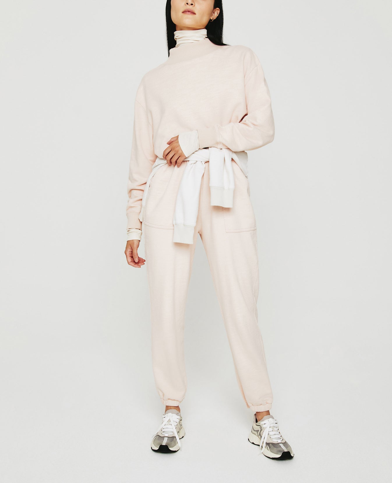 Nova Mock Vintage Pink Relaxed Mock Neck Sweatshirt Women Top Photo 2