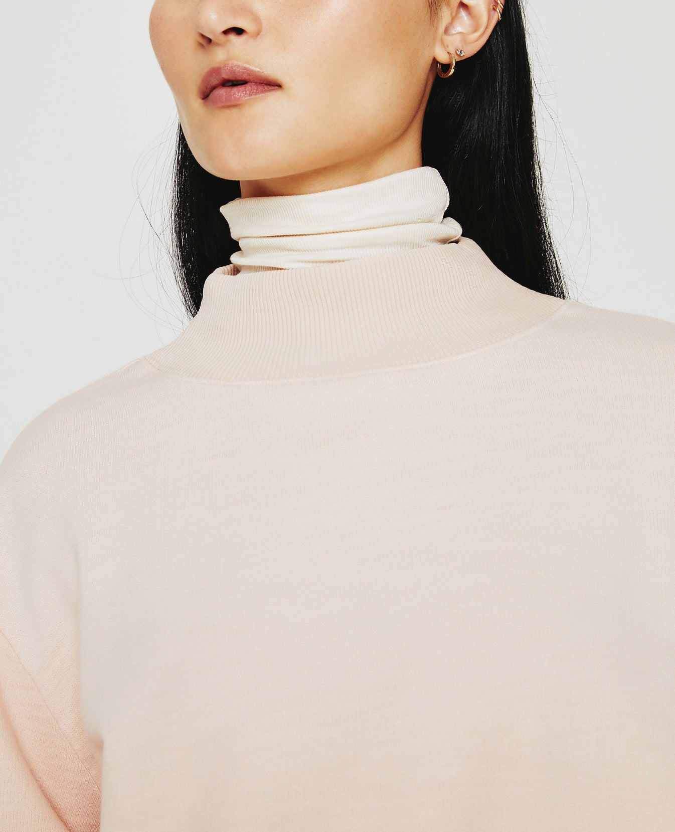 Nova Mock Vintage Pink Relaxed Mock Neck Sweatshirt Women Top Photo 3