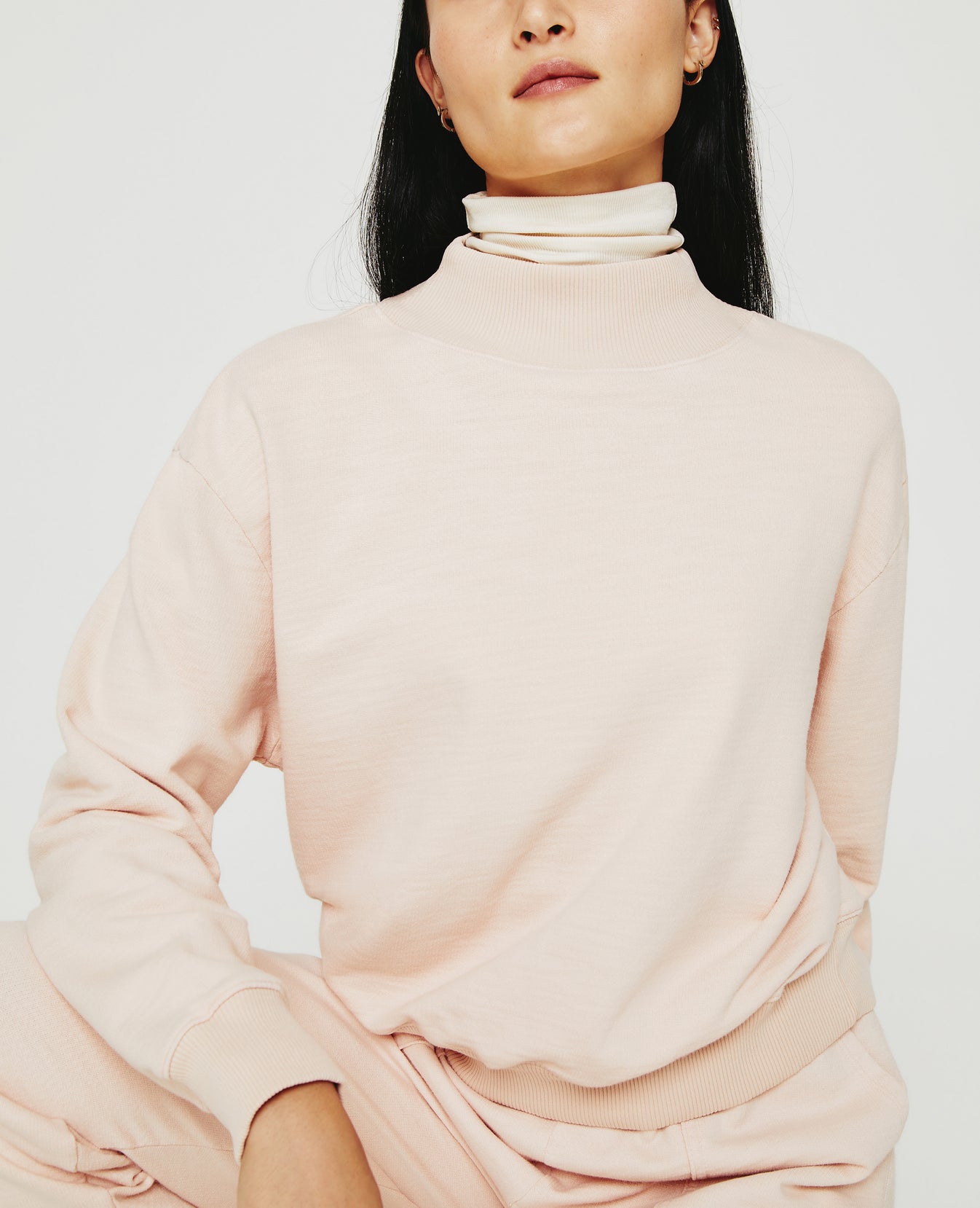 Nova Mock Vintage Pink Relaxed Mock Neck Sweatshirt Women Top Photo 7