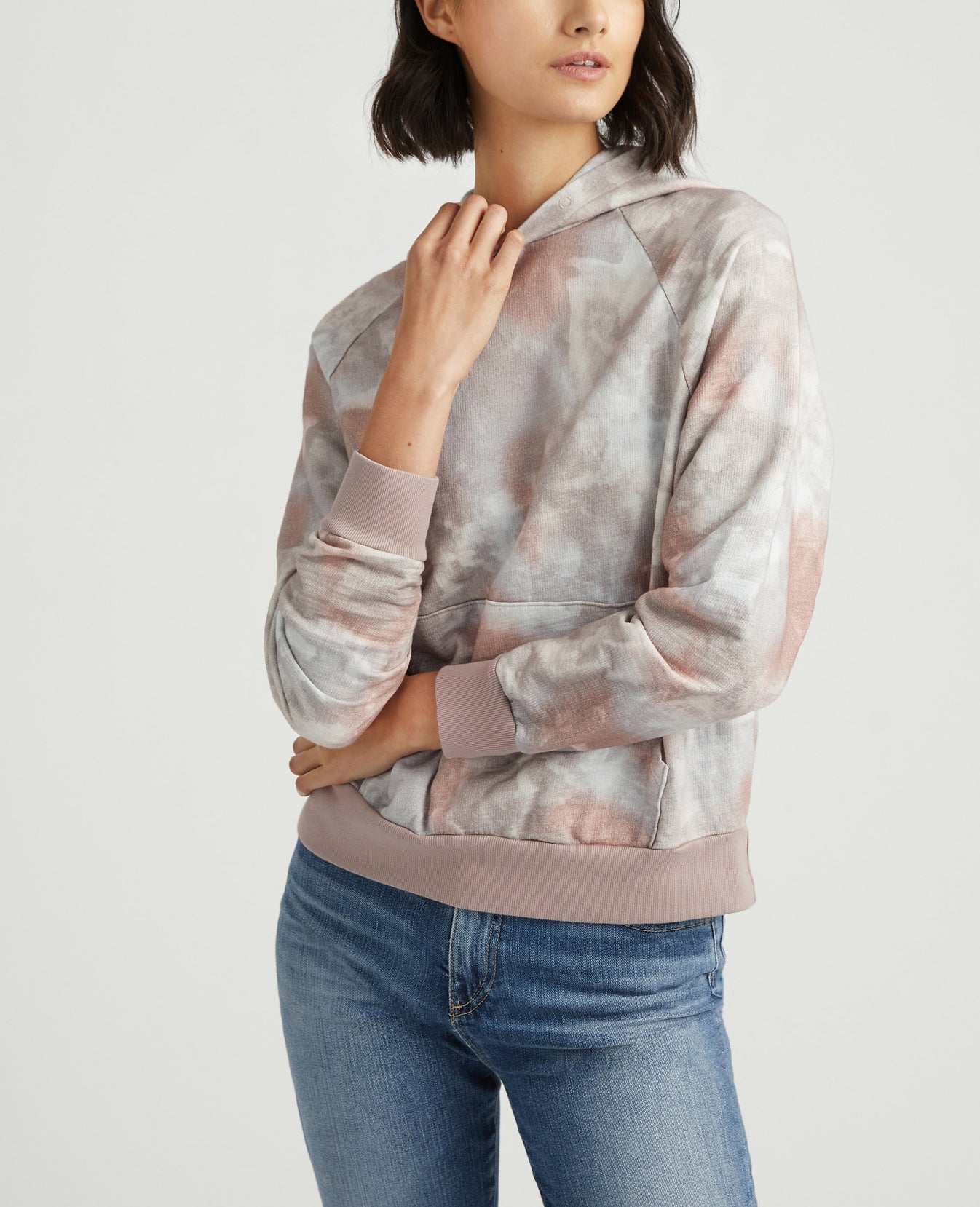 Cali Hoodie Abstract Tiedye Rocky Mauve Vintage Hooded Sweatshirt Women Tops Photo 3