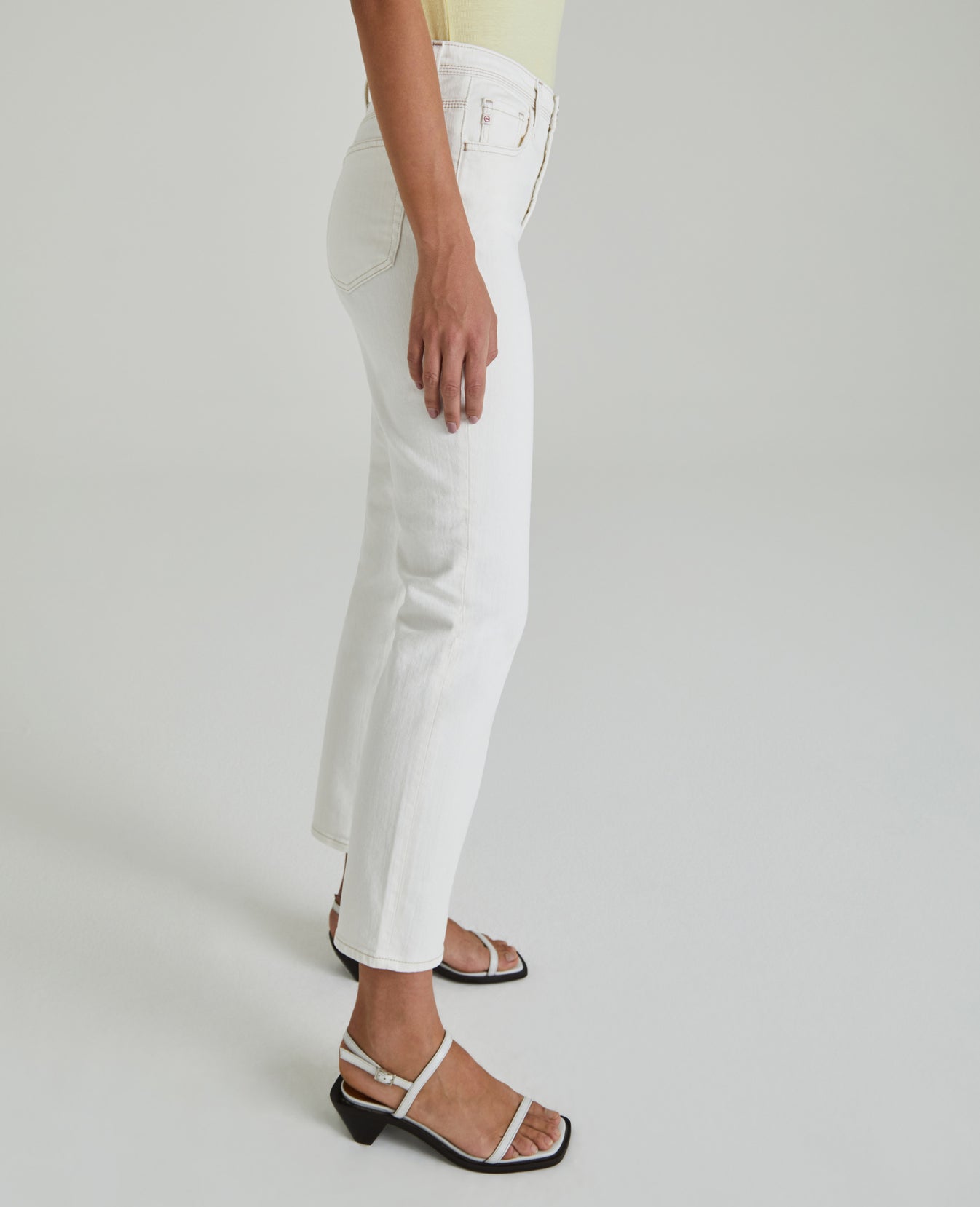 Isabelle Button-Up Moderne White Ultra High-Rise Straight Crop Women Bottoms Photo 4