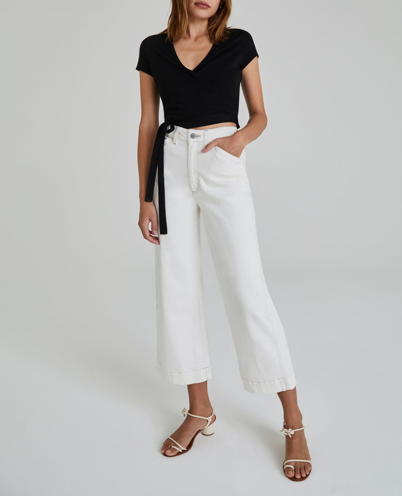 Rosie Moderne White Wide Leg Carpenter Women Bottoms Photo 1