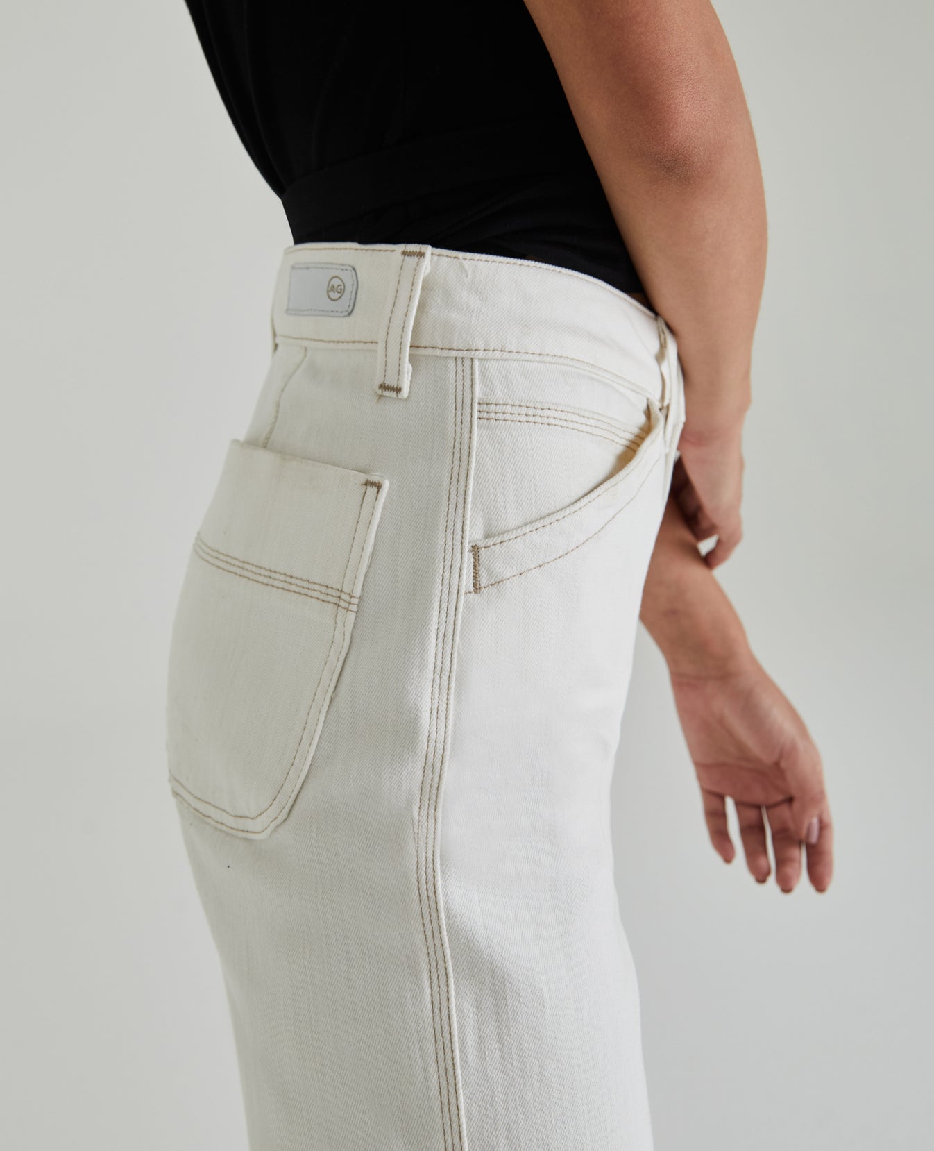 Rosie Moderne White Wide Leg Carpenter Women Bottoms Photo 2