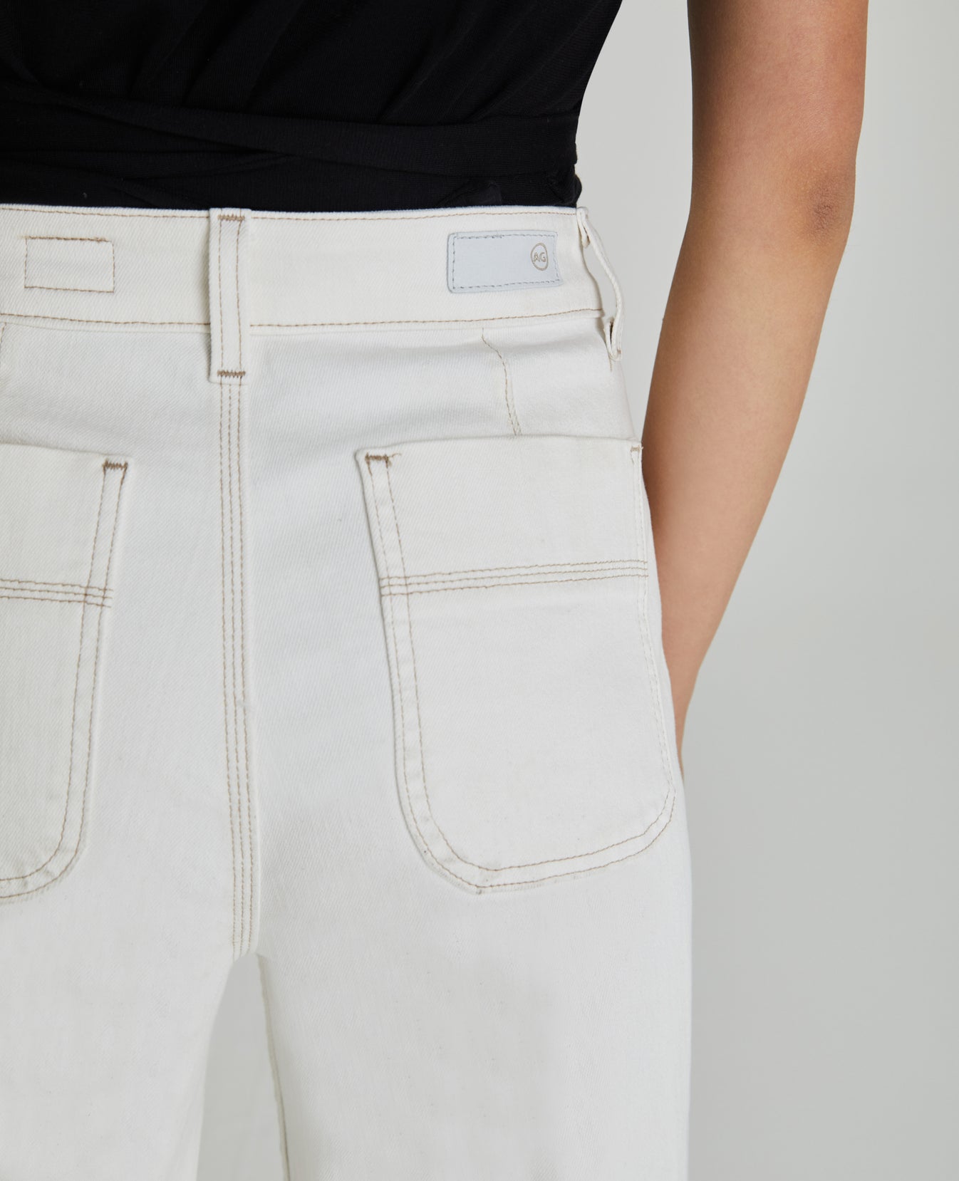 Rosie Moderne White Wide Leg Carpenter Women Bottoms Photo 3