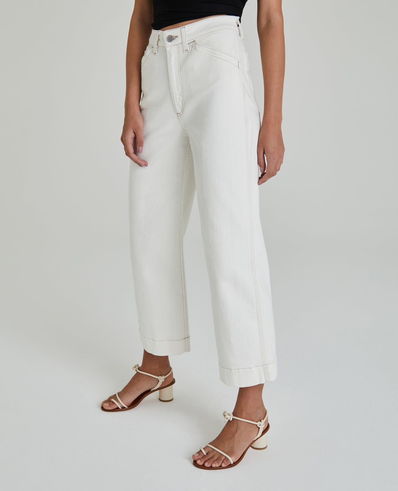 Rosie Moderne White Wide Leg Carpenter Women Bottoms Photo 5