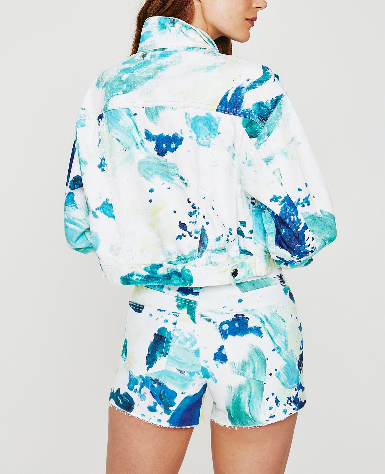 Mirah Cropped Trucker Jacket Garden Paint Multicolor Cropped Trucker Jacket Women Tops Photo 6