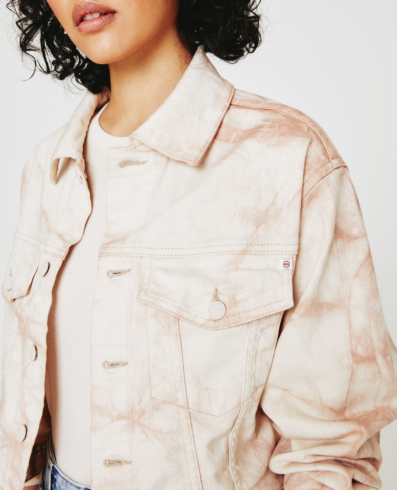 Mirah Cropped Trucker Jacket Tie Dye Mauve Orchid Womens Top Photo 3