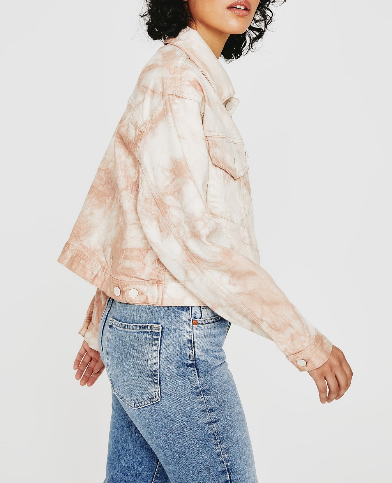 Mirah Cropped Trucker Jacket Tie Dye Mauve Orchid Womens Top Photo 6