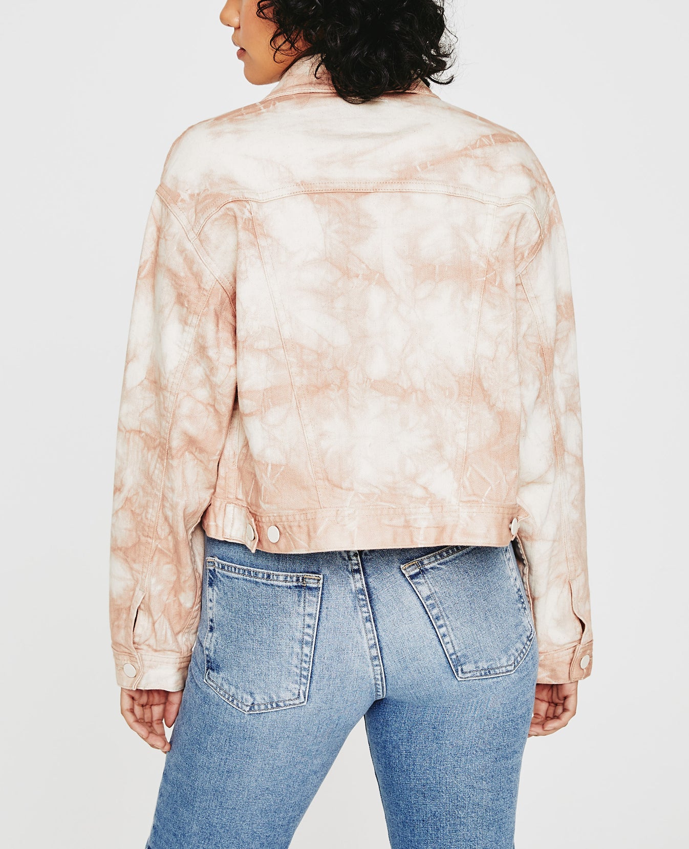 Mirah Cropped Trucker Jacket Tie Dye Mauve Orchid Womens Top Photo 7