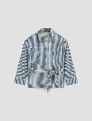 Nora Nordic Stripe Indigo Multi Belted Jacket Women Top Photo 9