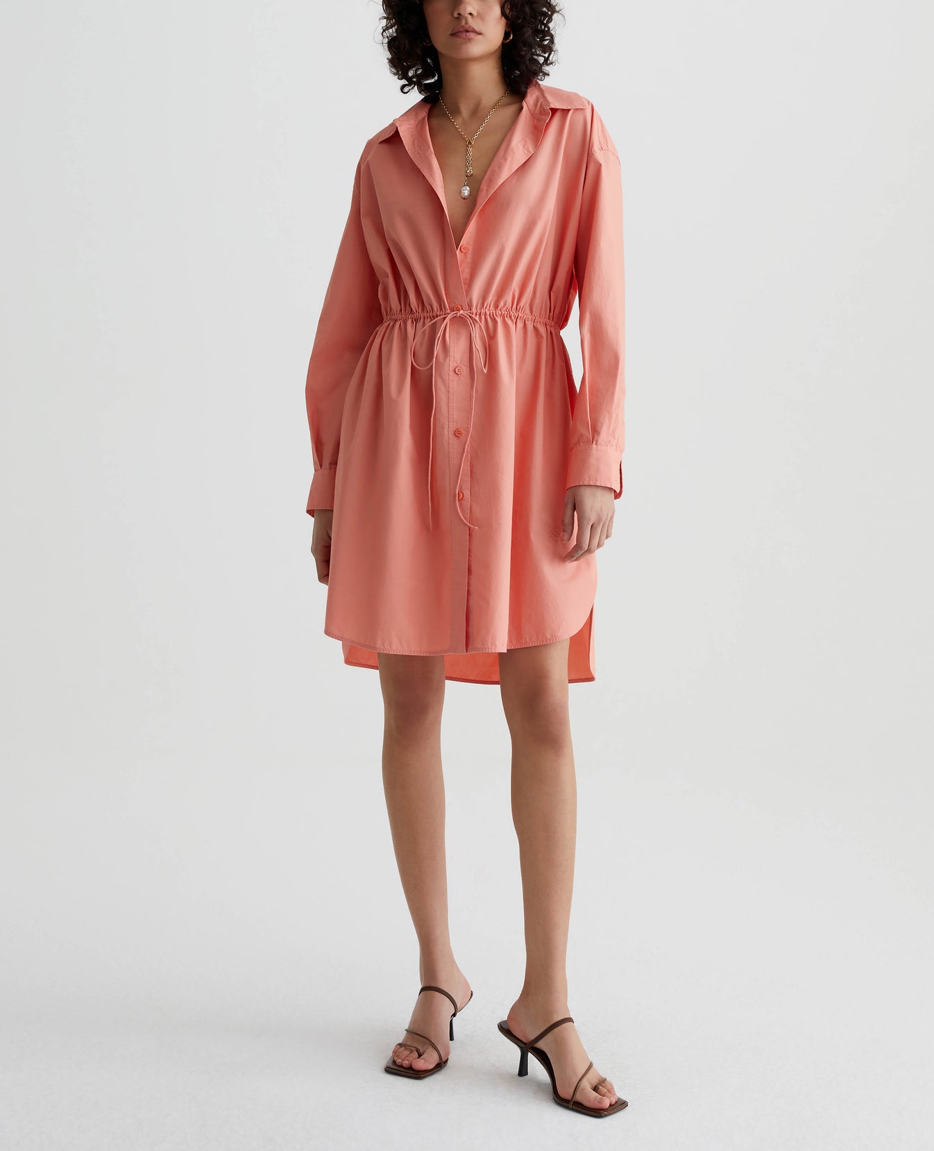 Jolie Shirt Dress Pink Peach Womens Top Photo 1