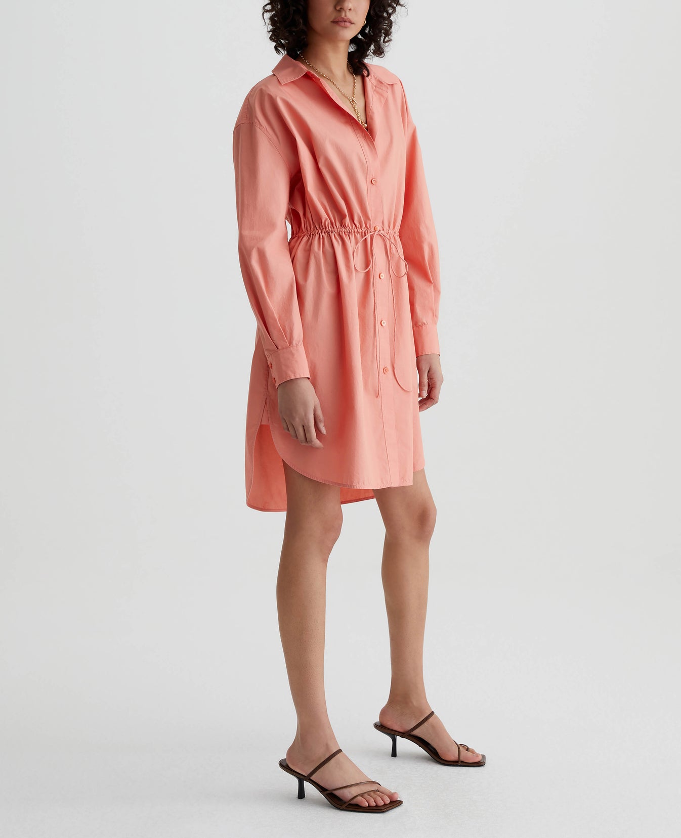 Jolie Shirt Dress Pink Peach Womens Top Photo 2