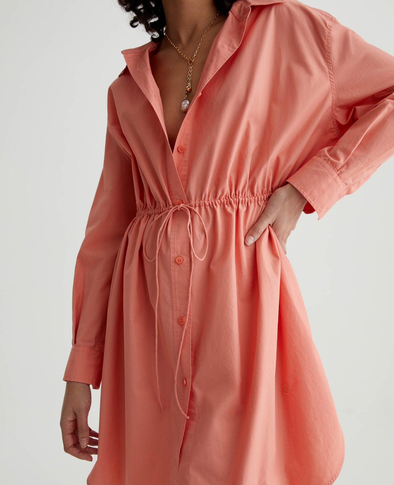 Jolie Shirt Dress Pink Peach Womens Top Photo 4