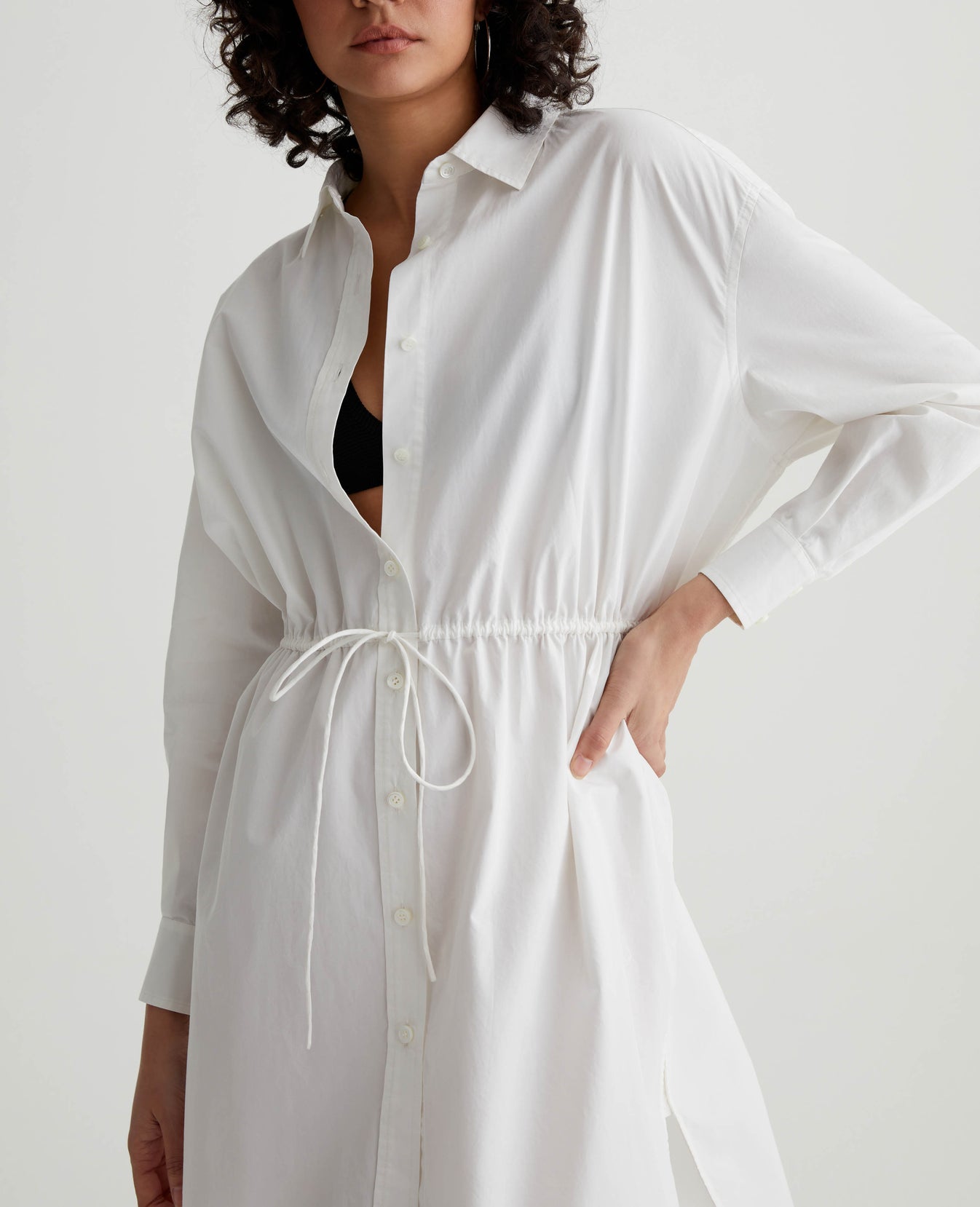 Jolie Shirt Dress Pearl White Womens Top Photo 2