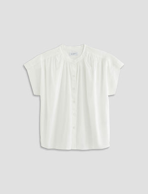 Lotta Blouse White Short Sleeve Shirred Blouse Women Top Photo 9