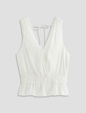 Carrie Top White Gather Tank Women Top Photo 9