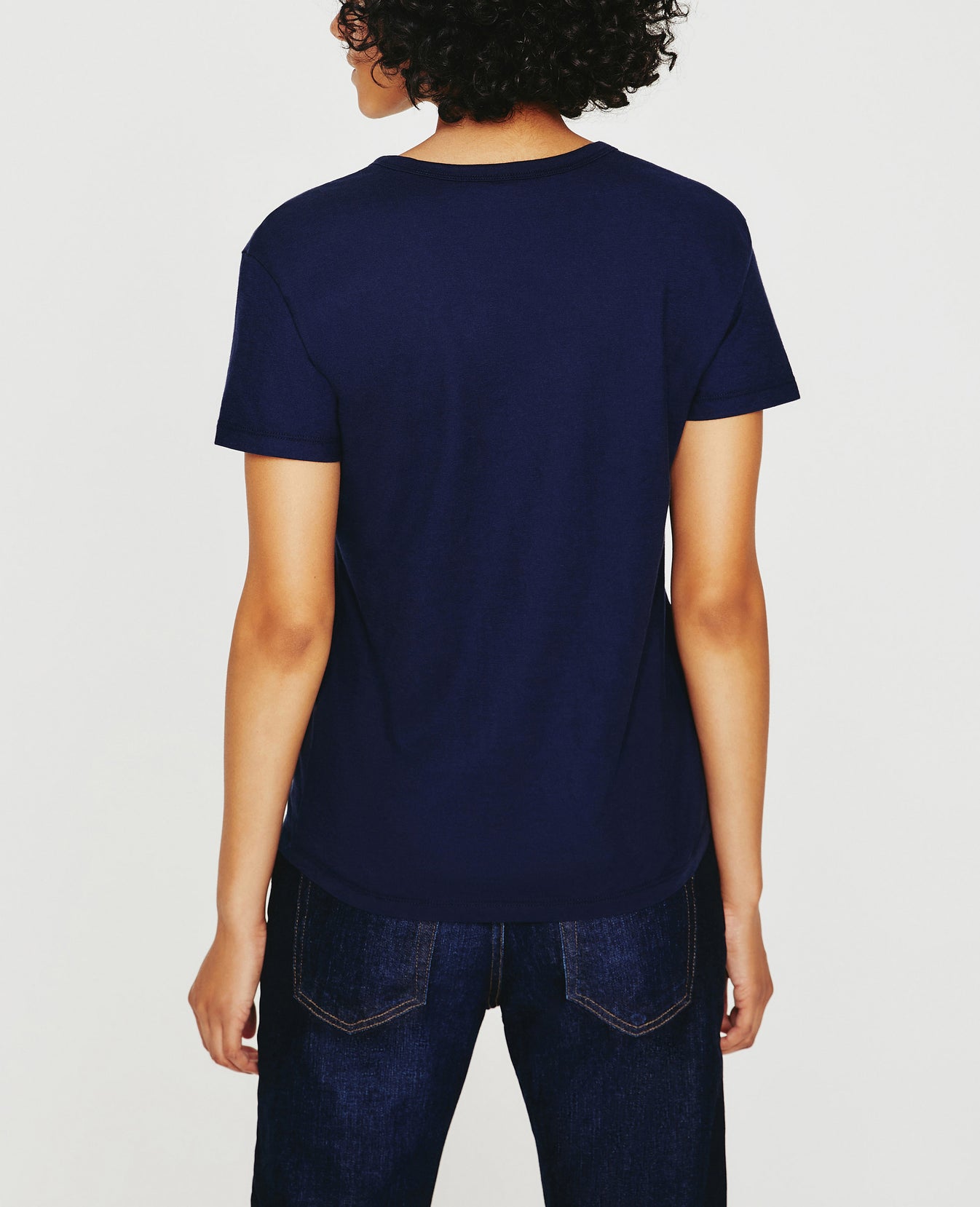 Aspen U Deep Navy Relaxed U Neck T-Shirt Women Top Photo 6