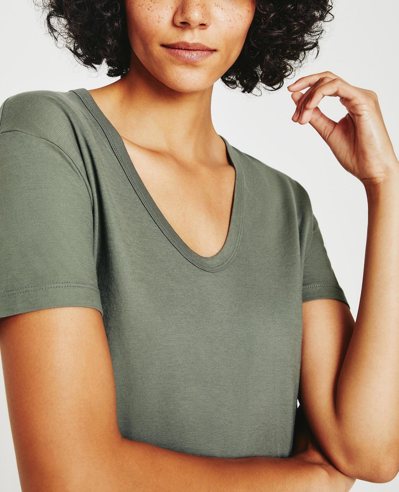 Aspen U Hunter Sage Relaxed U Neck T-Shirt Women Top Photo 2