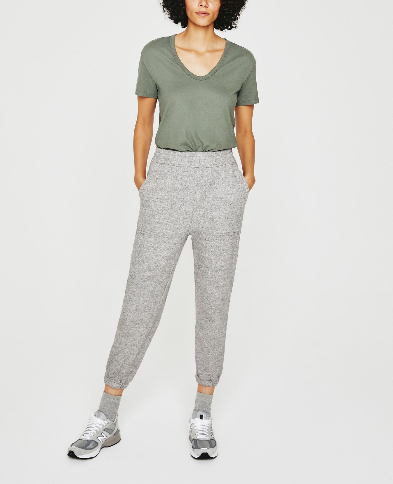 Aspen U Hunter Sage Relaxed U Neck T-Shirt Women Top Photo 4