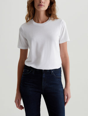Jagger Crew True White Classic Fit Short Sleeve Crew Neck T-Shirt Women Top Photo 1