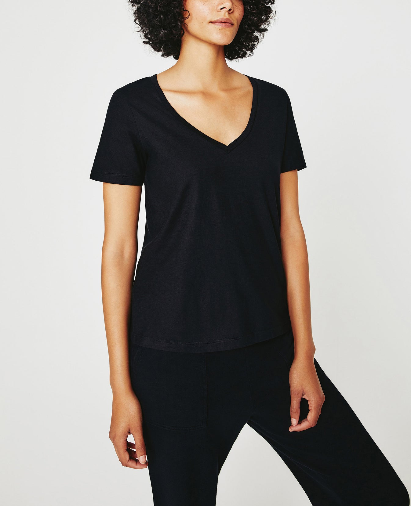 Jagger Vee True Black Classic  Vee Neck Women Top Photo 4