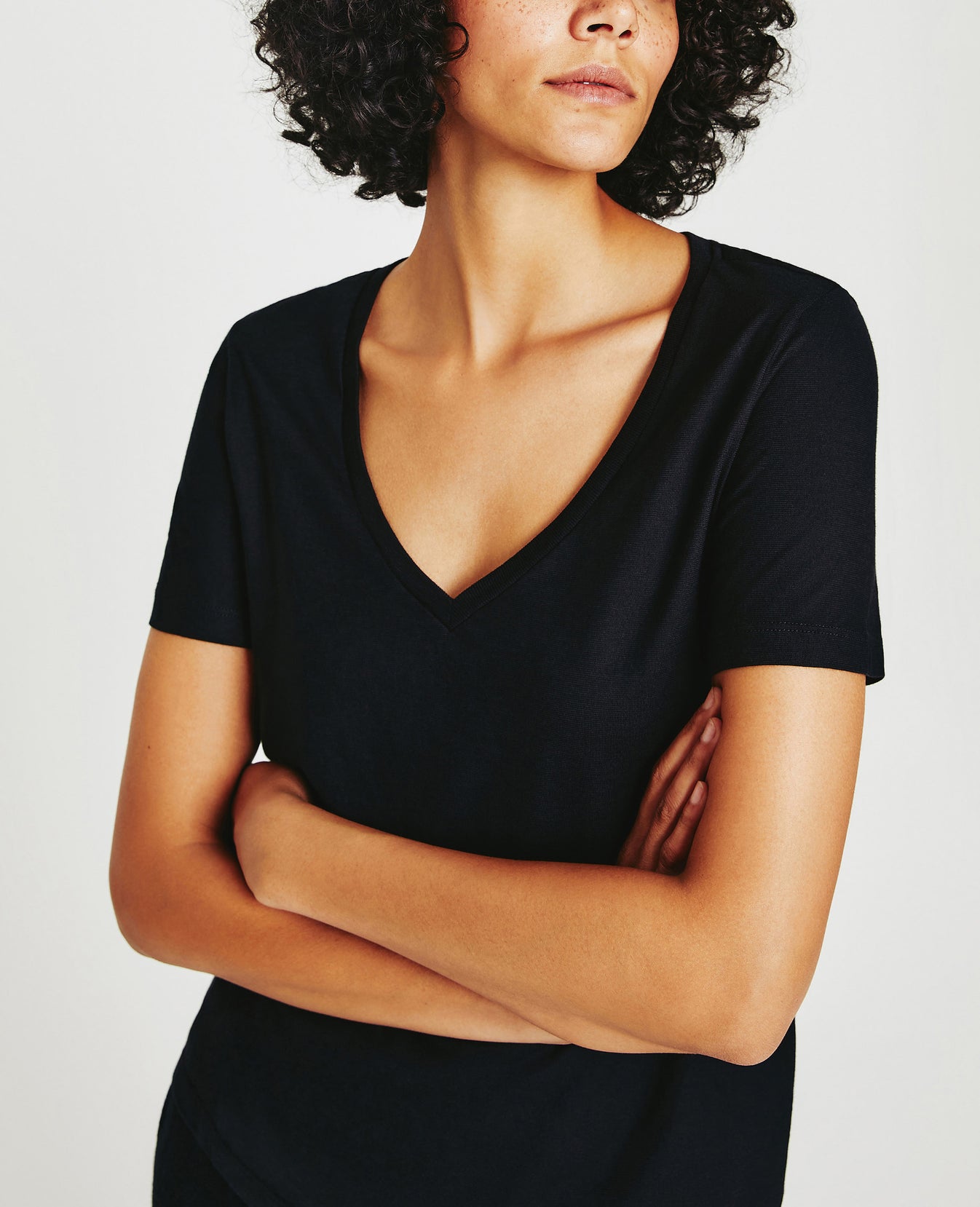 Jagger Vee True Black Classic  Vee Neck Women Top Photo 5