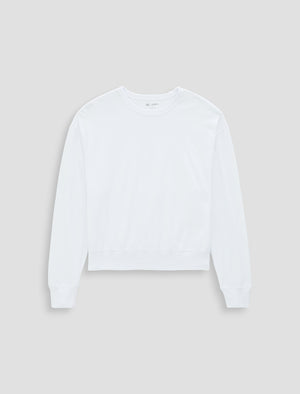 Karter Pullover True White Oversized Fit L/S Crew Neck Pu Womens Top Photo 9