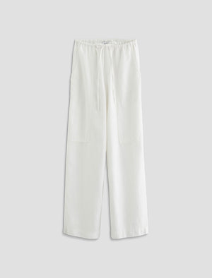 Nina White Pull-On Wide Leg Women Bottom Photo 9