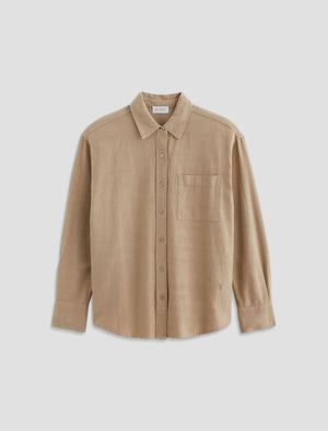 Addison Shirt Simple Taupe Relaxed Button-Up Shirt Women Top Photo 9