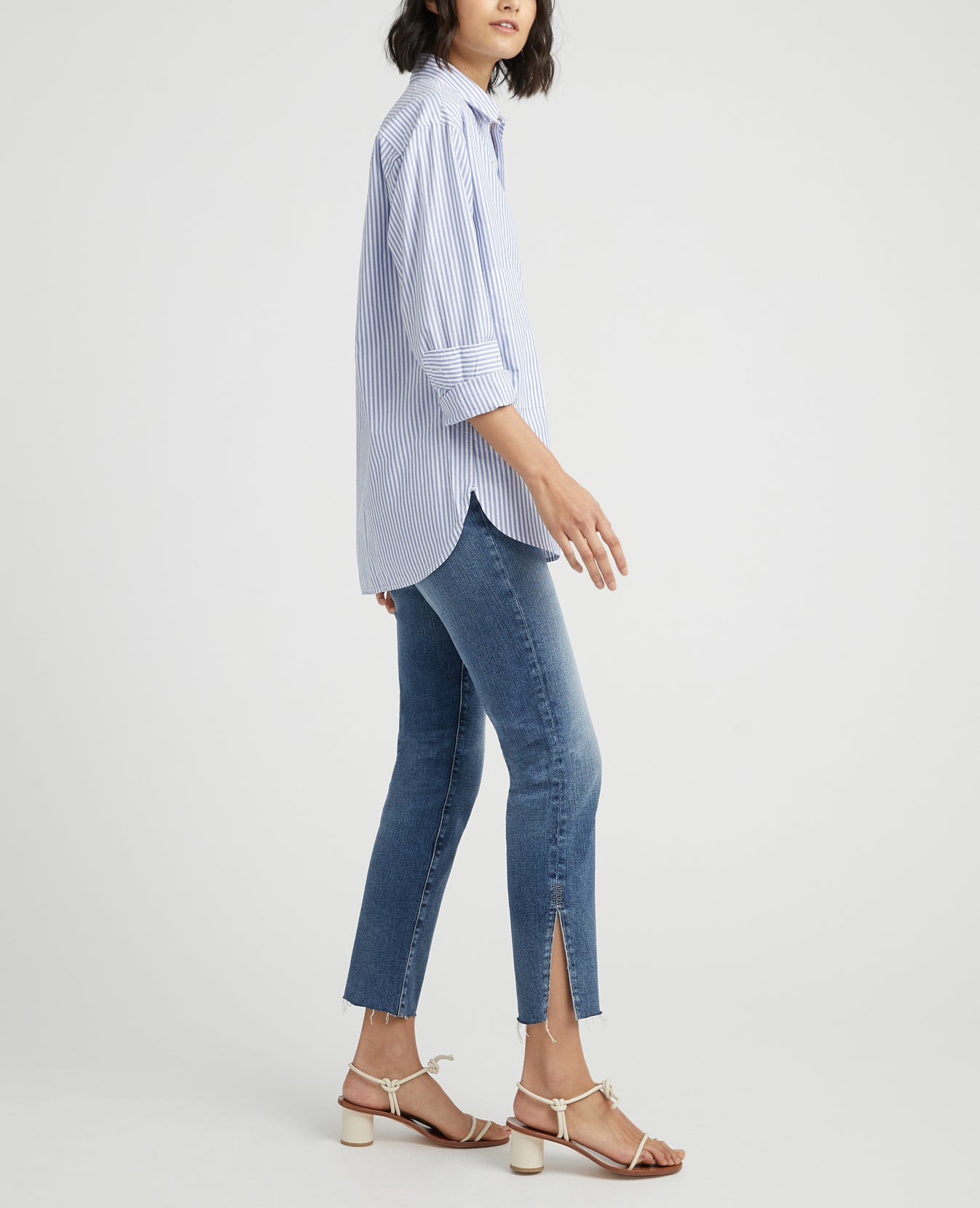 Shiro Shirt True White/Sky Blue Oversized Pocket Shirt Women Tops Photo 5