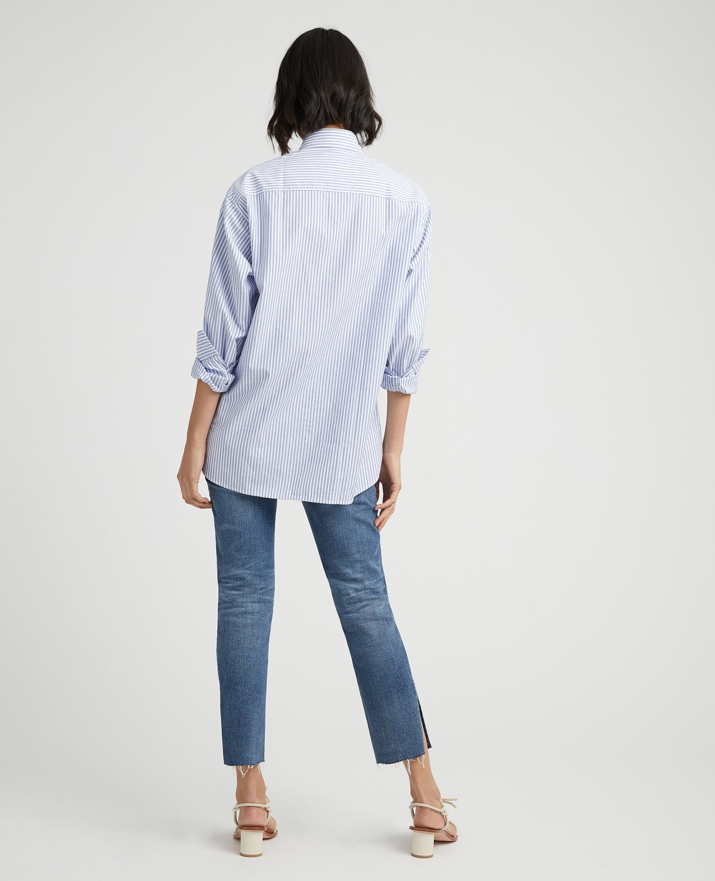 Shiro Shirt True White/Sky Blue Oversized Pocket Shirt Women Tops Photo 6